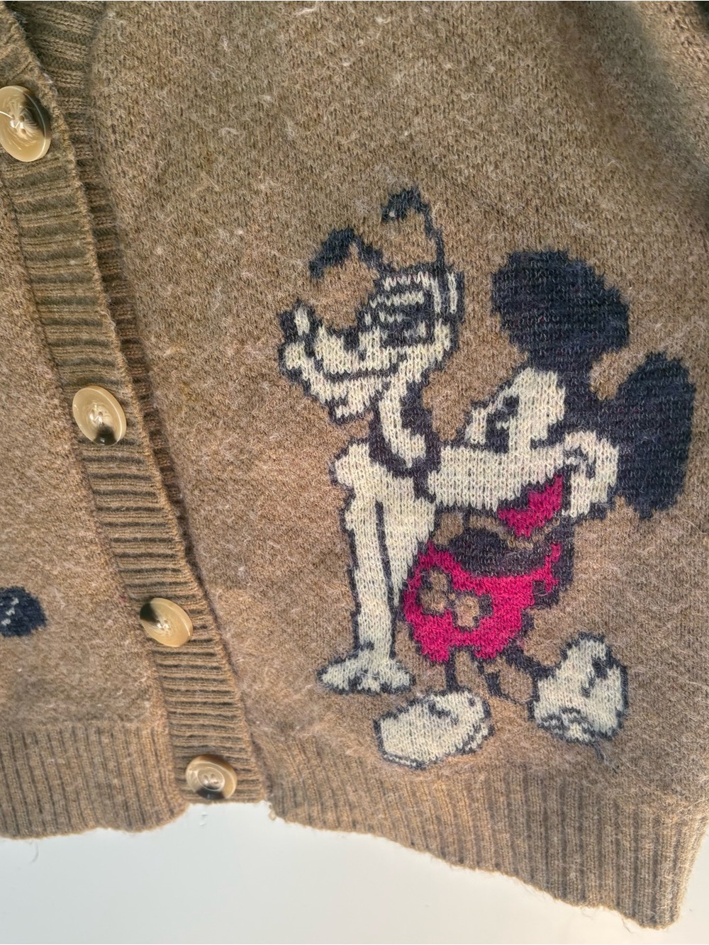 Vintage Disney Character Knit Cardigan Brown Earth Tone Graphic Grandma Core S/M - Picture 2 of 9
